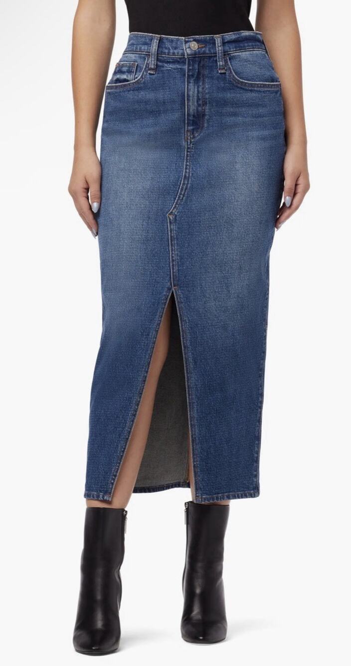 HUDSON Jeans Arianna Fashion Reconstructed Blue Denim Midi Skirt Women's Size 26